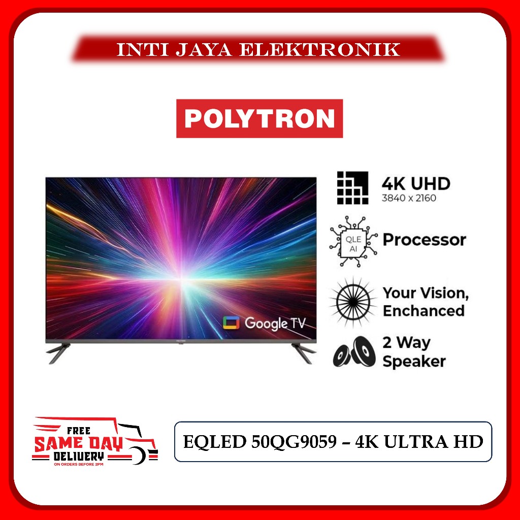 POLYTRON PLD 50QG9059 Smart Cinemax EQLED Google TV Android 50 Inch UHD 4K Garansi Resmi
