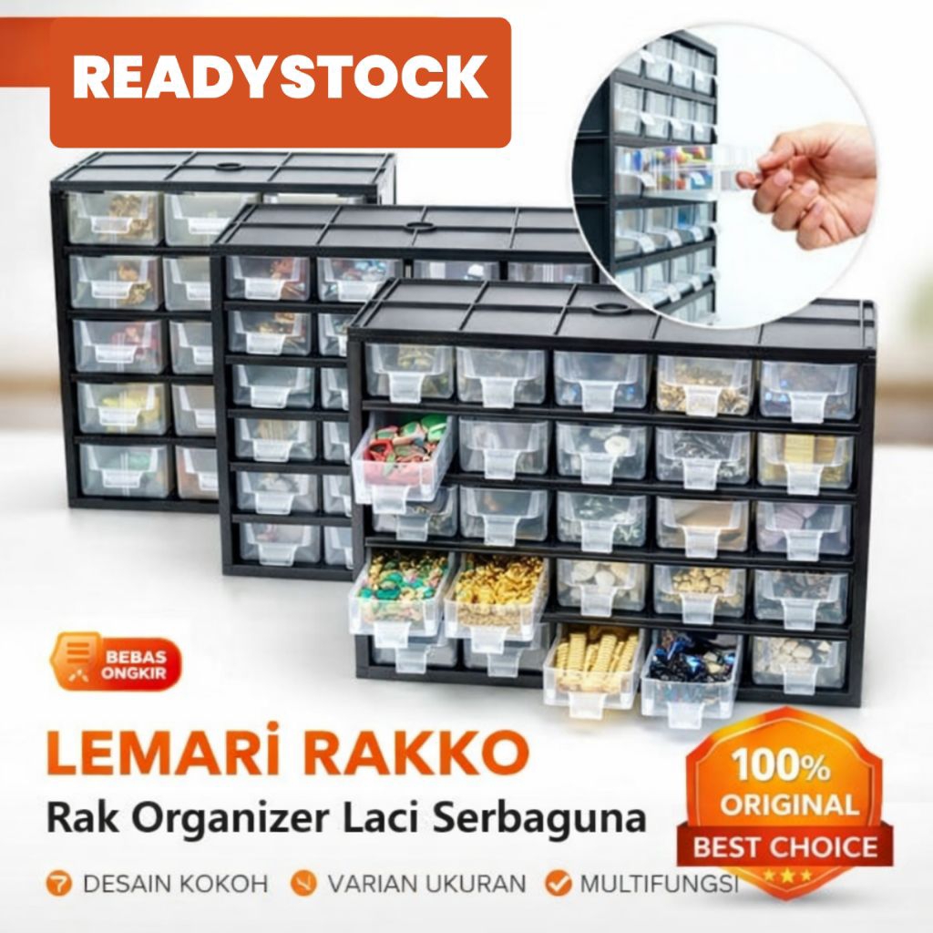 Rako rak komponen elektronik ada 3 varian 12, 24 dan 30 laci