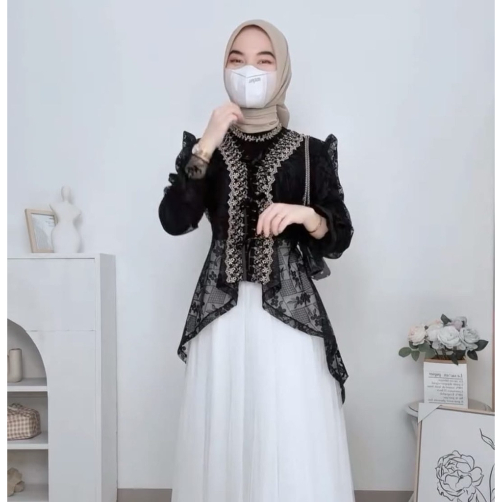 Ruby Outer Blouse BY SERBAWEAR Ada Jumbo LD120-140 CM Lace Brokat Atasan Wanita | Outer Brokat Canti
