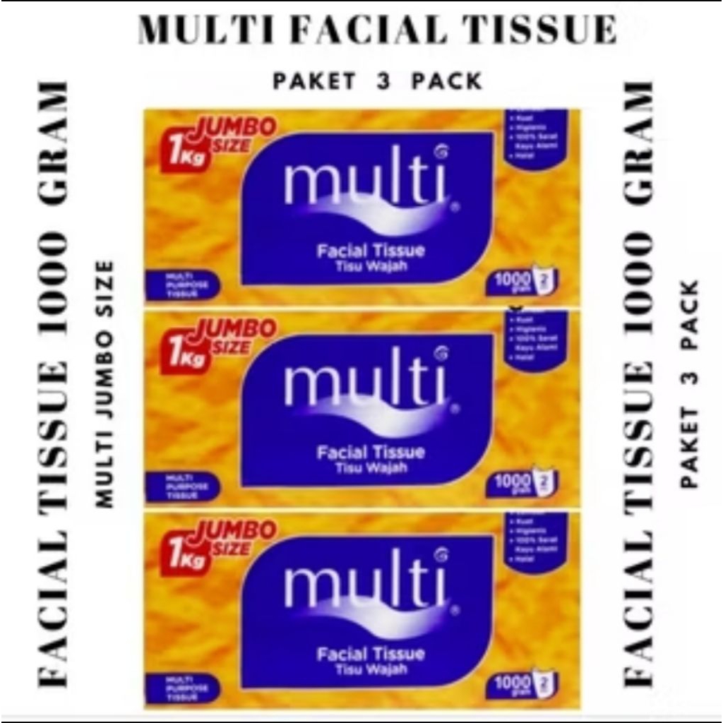 Paket 3 Pack Tisu Multi Tissue 1000 gram Multi Facial Tissue 1000gr Multi Tisu Kiloan Tissu Multi 1 