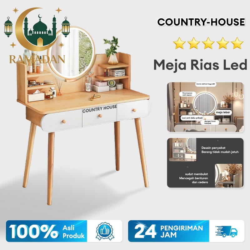 COUNTRY-HOUSEMeja Rias Minimalis Meja Rias Led Meja Rias Aesthetic Meja Rias Modern Kaca Bundar