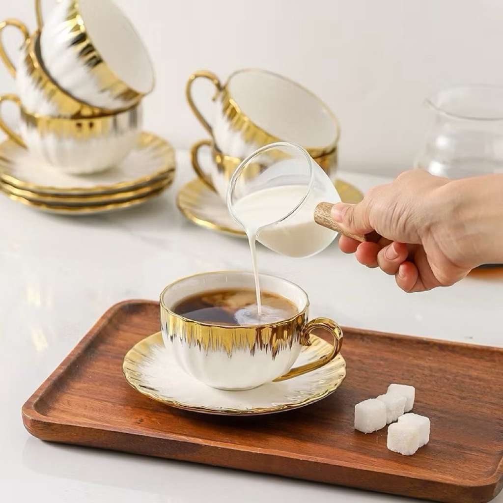 Cangkir Gold Eleganza Tea Set 6pcs / Cangkir keramik / Dekorasi Ruangan