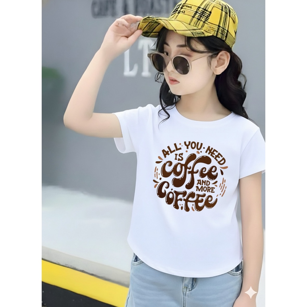 KAOS BOCAH kaos oval oversize anak perempuan spandek oval coffee