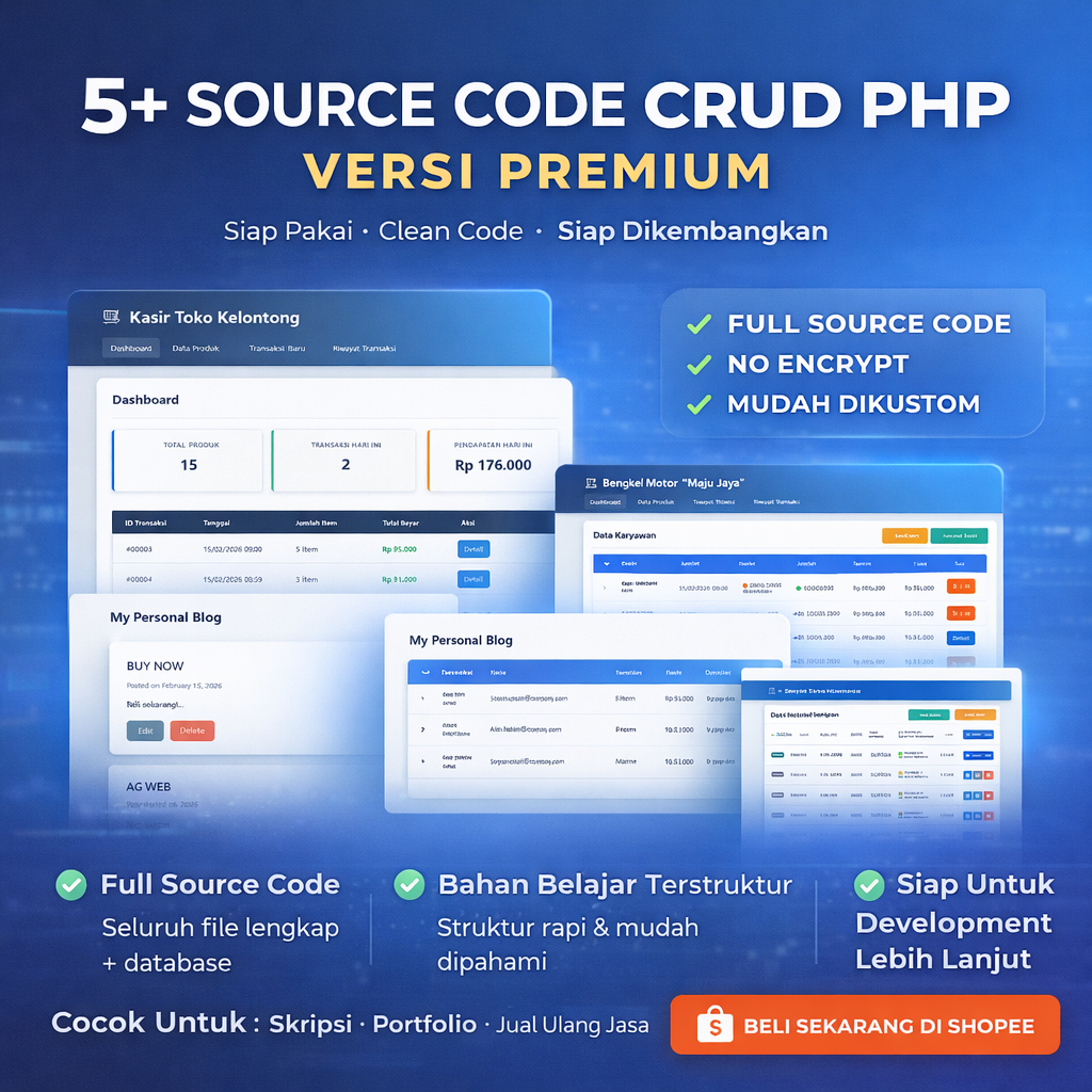 Source Code Aplikasi Web CRUD PHP V.01 | 5+ Source Code