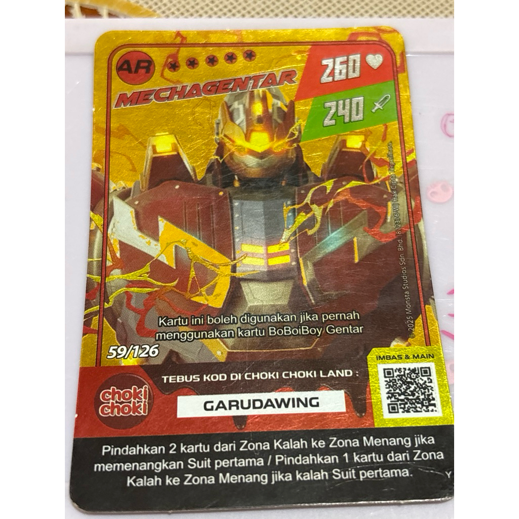 kartu boboiboy choki-choki AR MECHAGENTAR