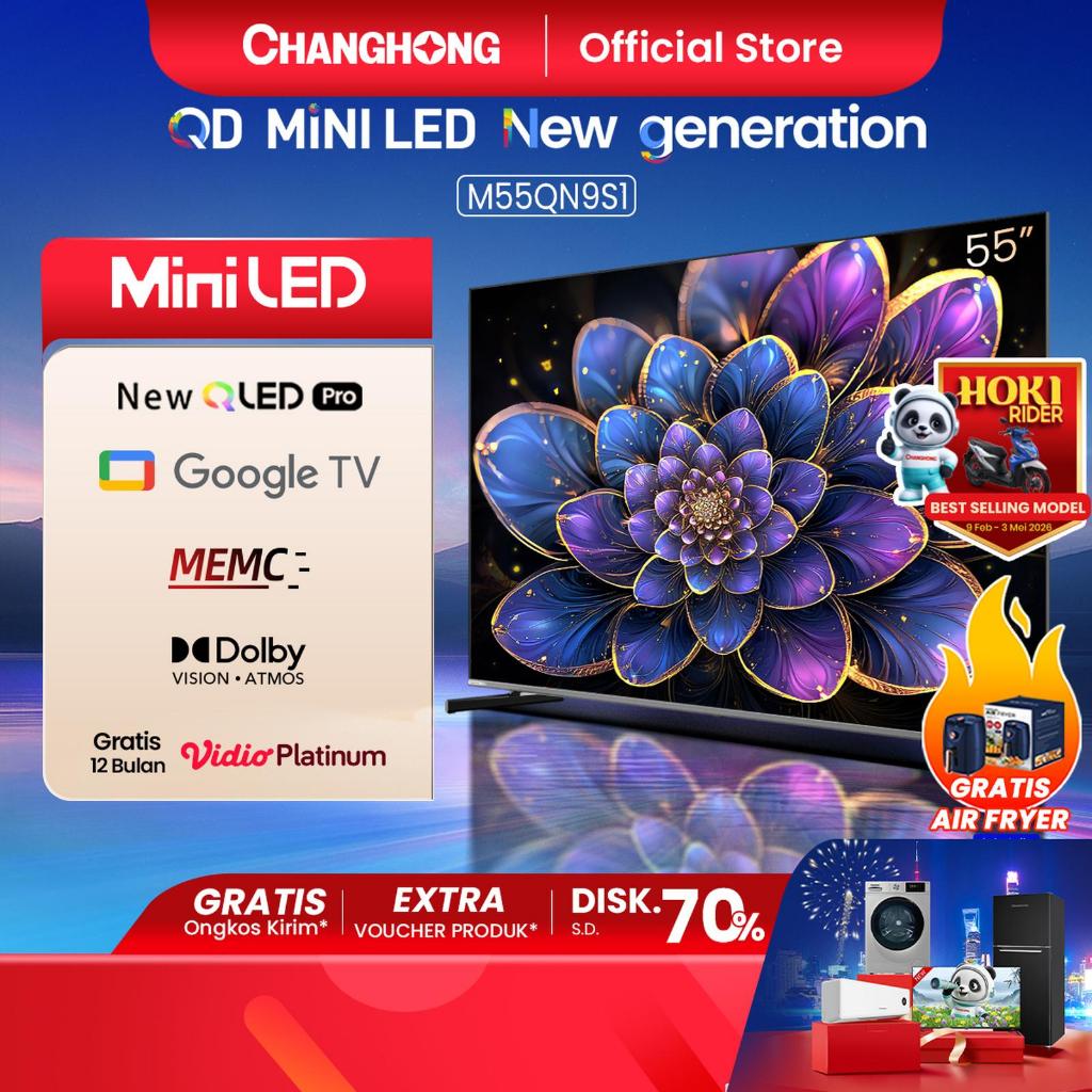 [KHUSUS INSTANT] QLED TV GOOGLE TV UHD TV CHANGHONG 32 INCH - 55 INCH - 4K TV DIGITAL TV YOUTUBE NET