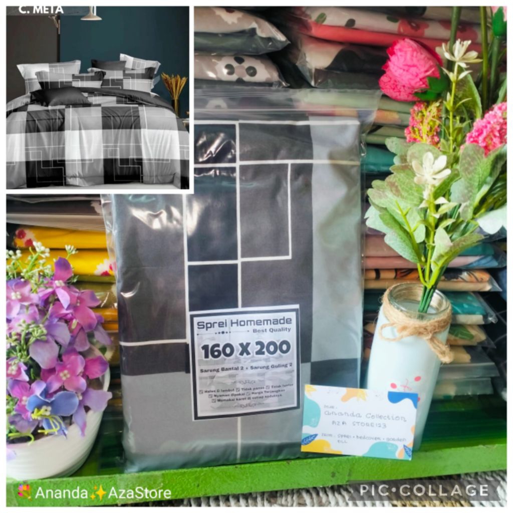 Sprei 160x200 bahan katun motif polos embos abstrak estetik bunga karakter batik