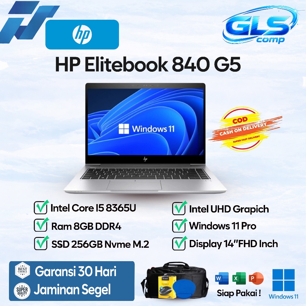 laptop Hp Elitebook 840 G5 Intel Core i5 gen8 Ram 8gb Ssd 256Gb Original