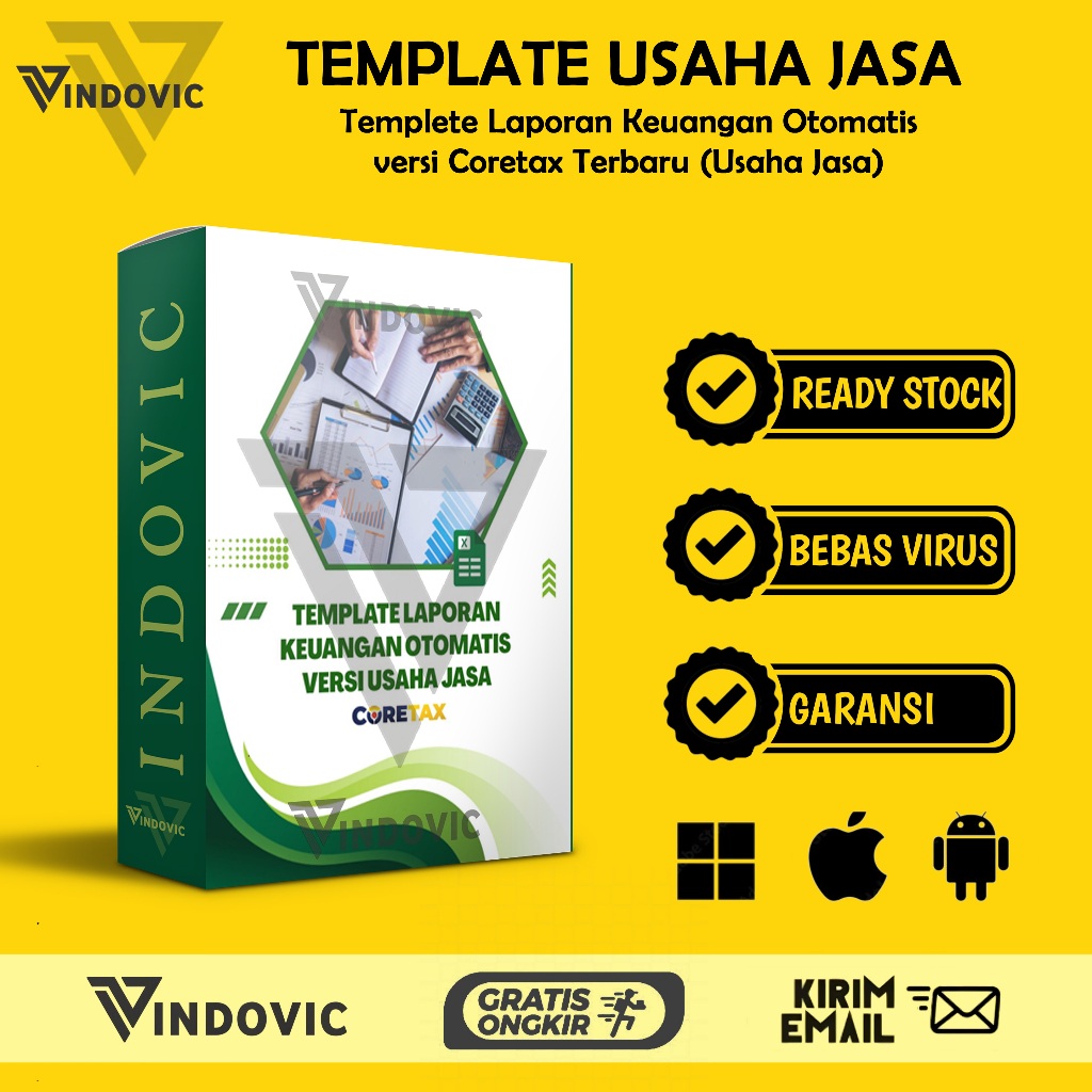 [T0767] Templete Laporan Keuangan Otomatis versi Coretax Terbaru (Usaha Jasa)