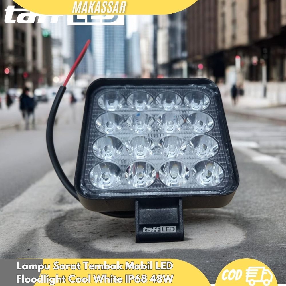 Lampu Sorot Tembak Mobil LED Floodlight Cool White IP68 48W / Lampu LED sorot persegi untuk mobil, l