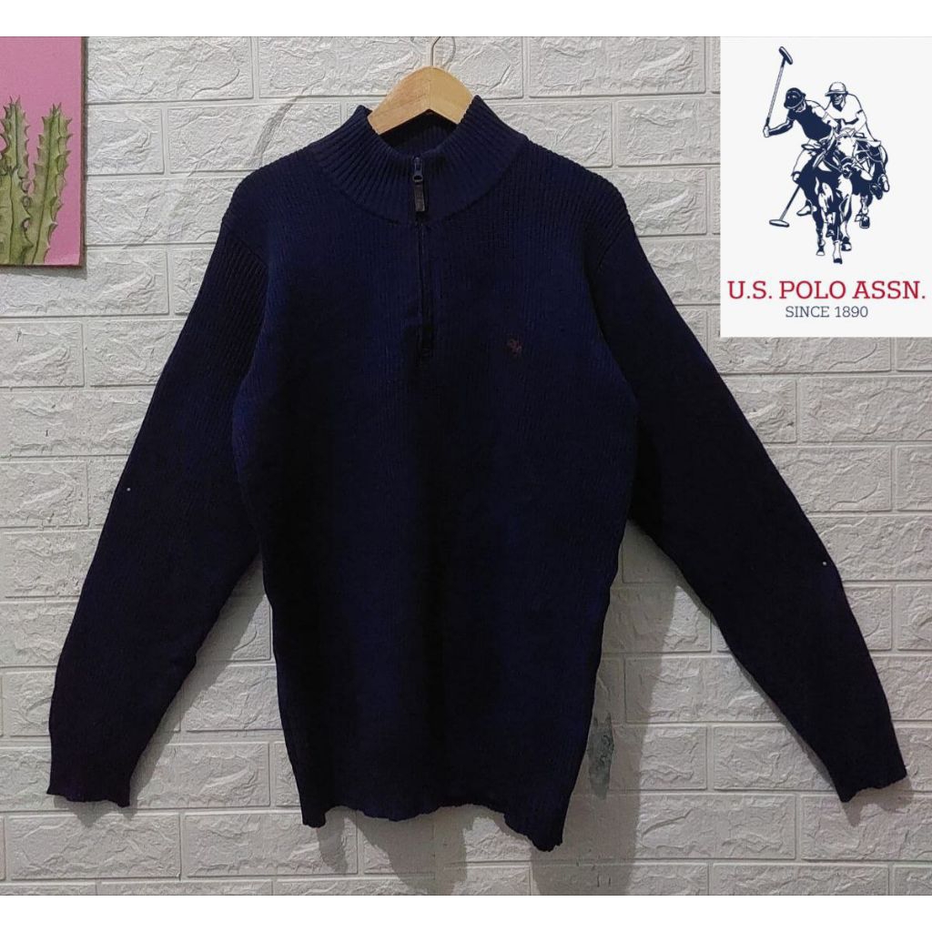 Sweater Rajut Half Zip Branded Polo Uspa