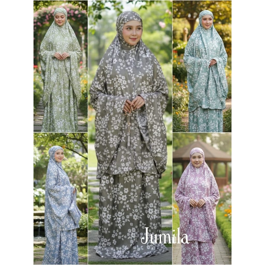 Mukena Rayon Motif Bunga - mukena jumila rayon adem