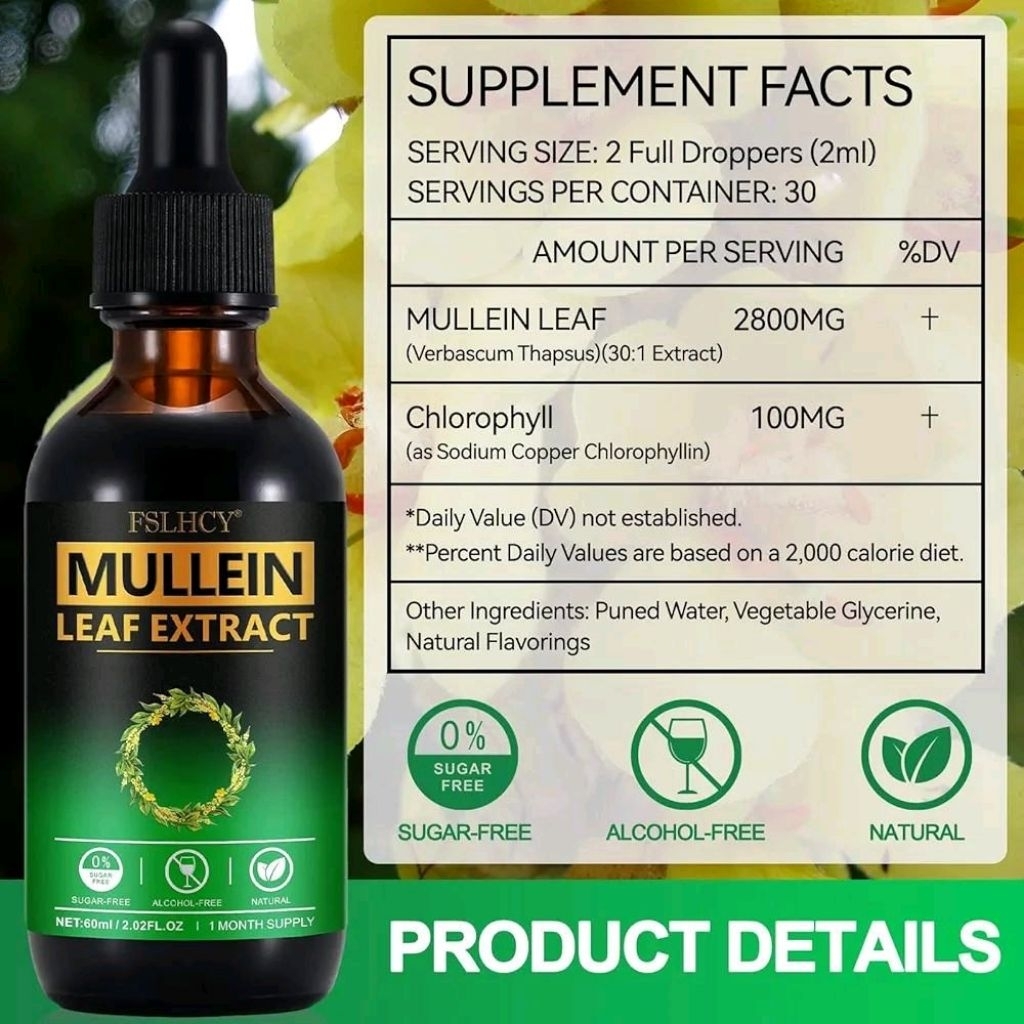 mullein Supplement untuk kesehatan paru-paru dan pernapasan mullein fslhc ORI USA