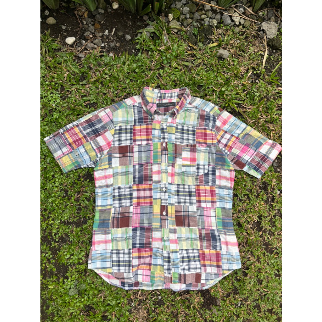 Beams International Gallery Madras Patchwork Plaid Shirt - Button Down Collar - Made in Japan