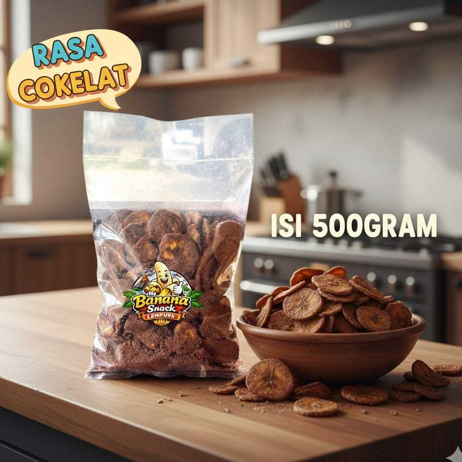 Keripik Pisang Coklat Lampung Asli 500gr | Pisang Kepok Premium | Oleh-Oleh Khas Lampung