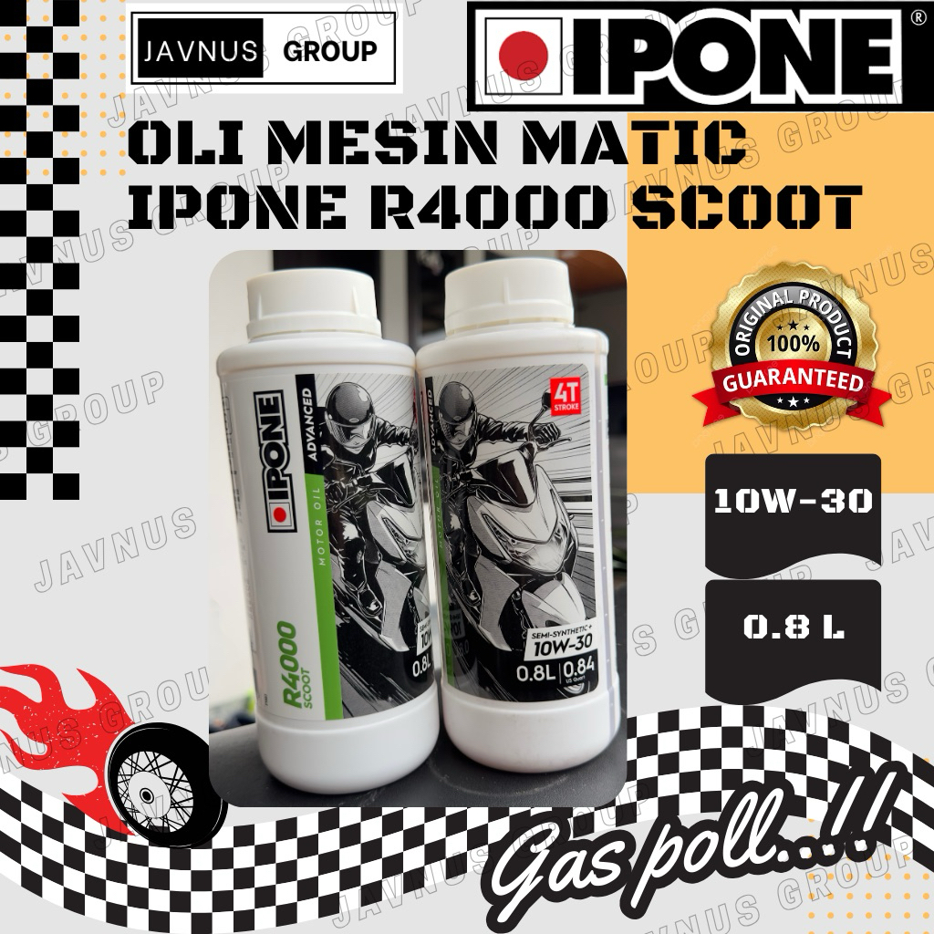 Oli Ipone R4000 Scoot 10W-30 0.8L 100% Original Oli Motor Matic 4T 10W30 800ml