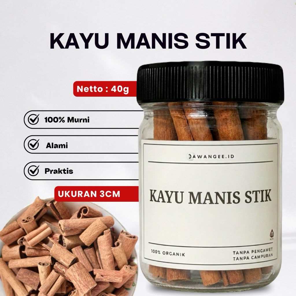 Kayu Manis Stik 3cm / Batang Kayu Manis Murni Organik Ukuran 3cm