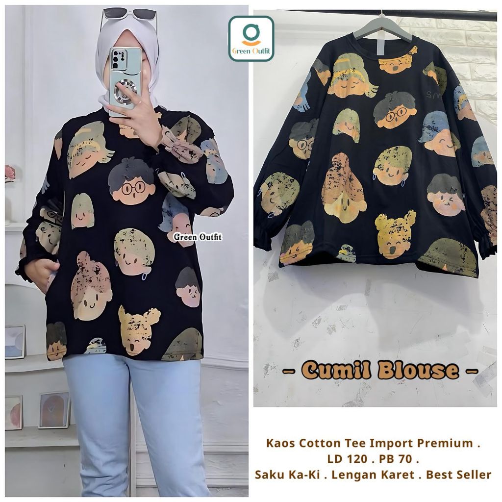 KAOS JUMBO WANITA LENGAN PANJANG SIZE XXL MOTIF TERBARU BAJU ATASAN WANITA SIZE LD 120