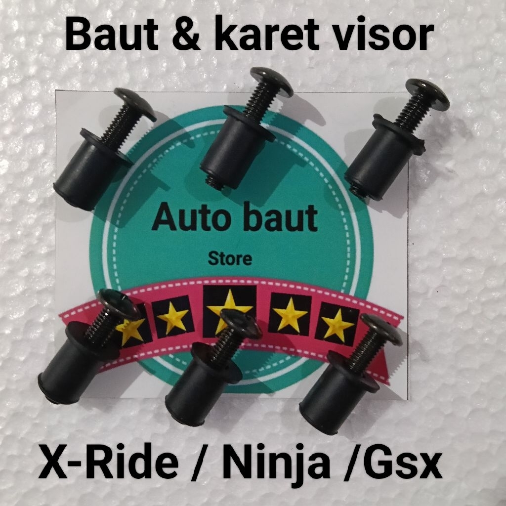 1 set baut dan karet visor ninja / vride / gsx