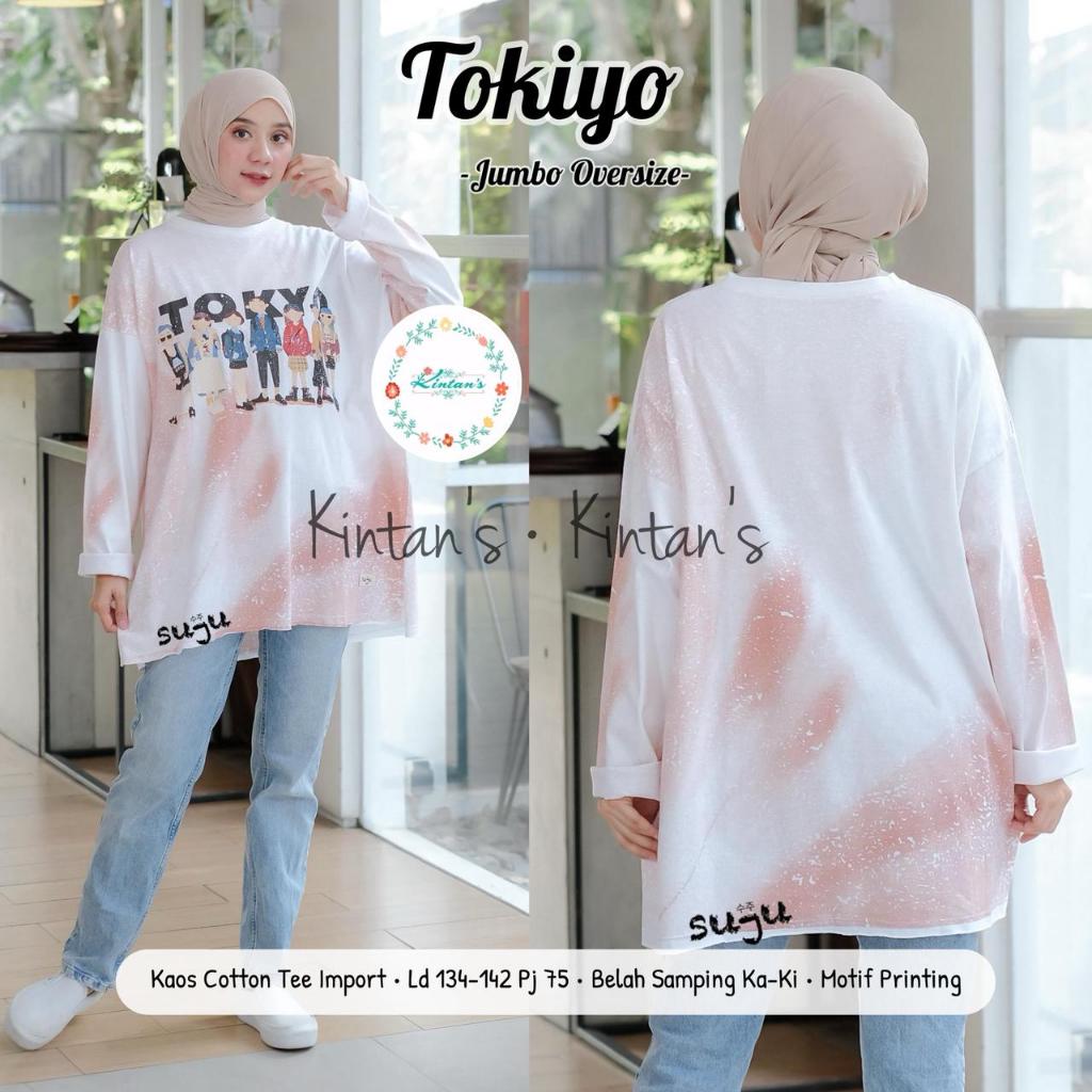 KAOS JUMBO WANITA LENGAN PANJANG KOREAN STYLE TERBARU BAJU ATASAN WANITA KAOS OVERSIZE JUMBO LD 140 