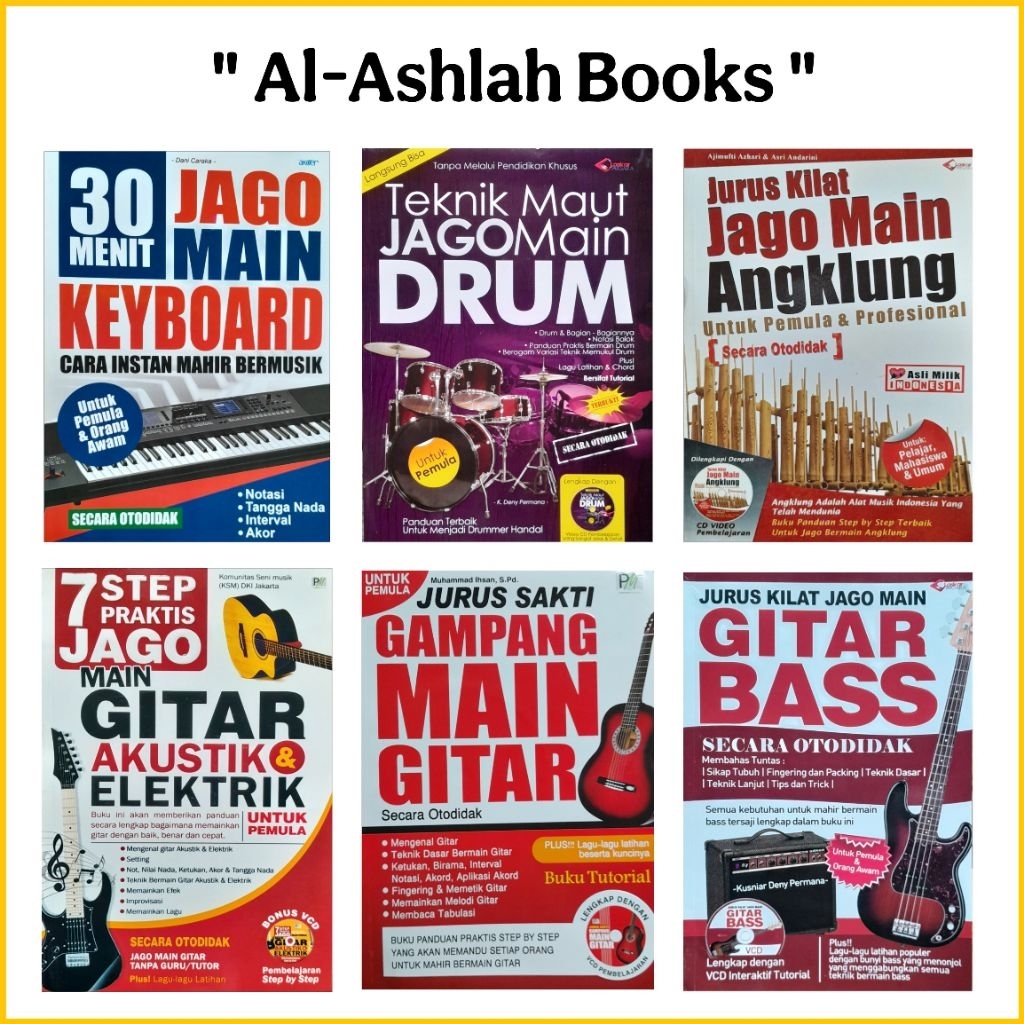Buku Bacaan Musik: Buku Keyboard / Drum / Angklung / Piano / Gitar Bass / Gitar Akustik / Gitar Elek