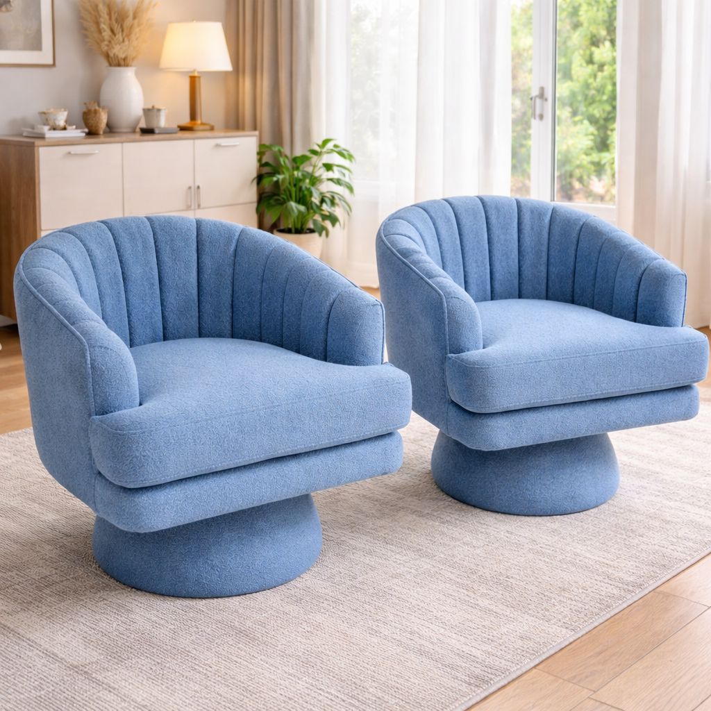 Kursi Sofa Single Minimalis Modern Putar | Kursi Santai Aesthetic Boucle Premium Scandinavian Swivel