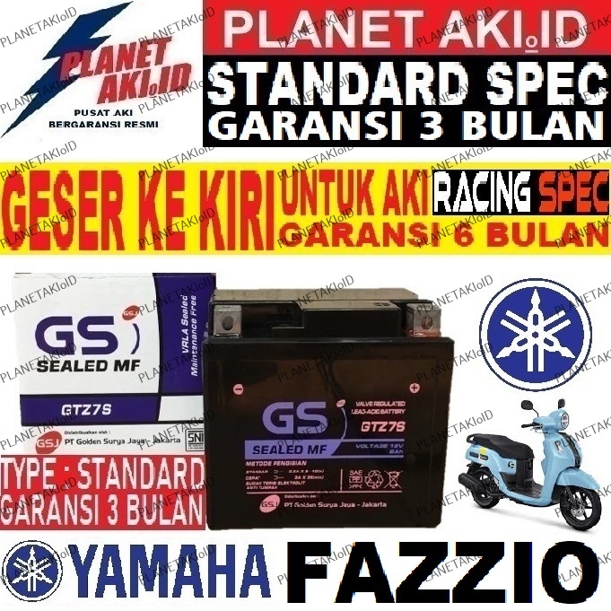 Aki Motor Yamaha Fazzio GTZ7S Accu Kering MF