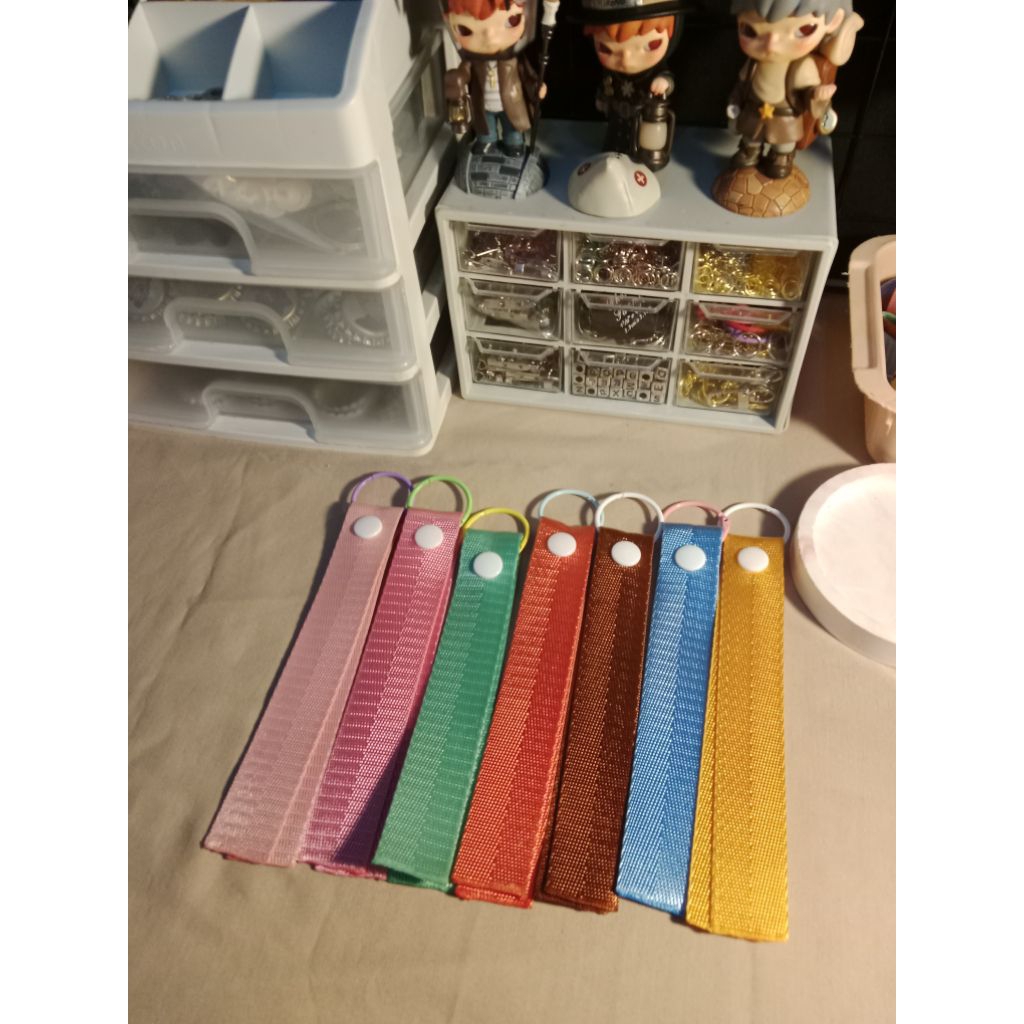 Webbing Keychain Nylon 2.5x15cm button Keychain webbing untuk Pin  7 Warna