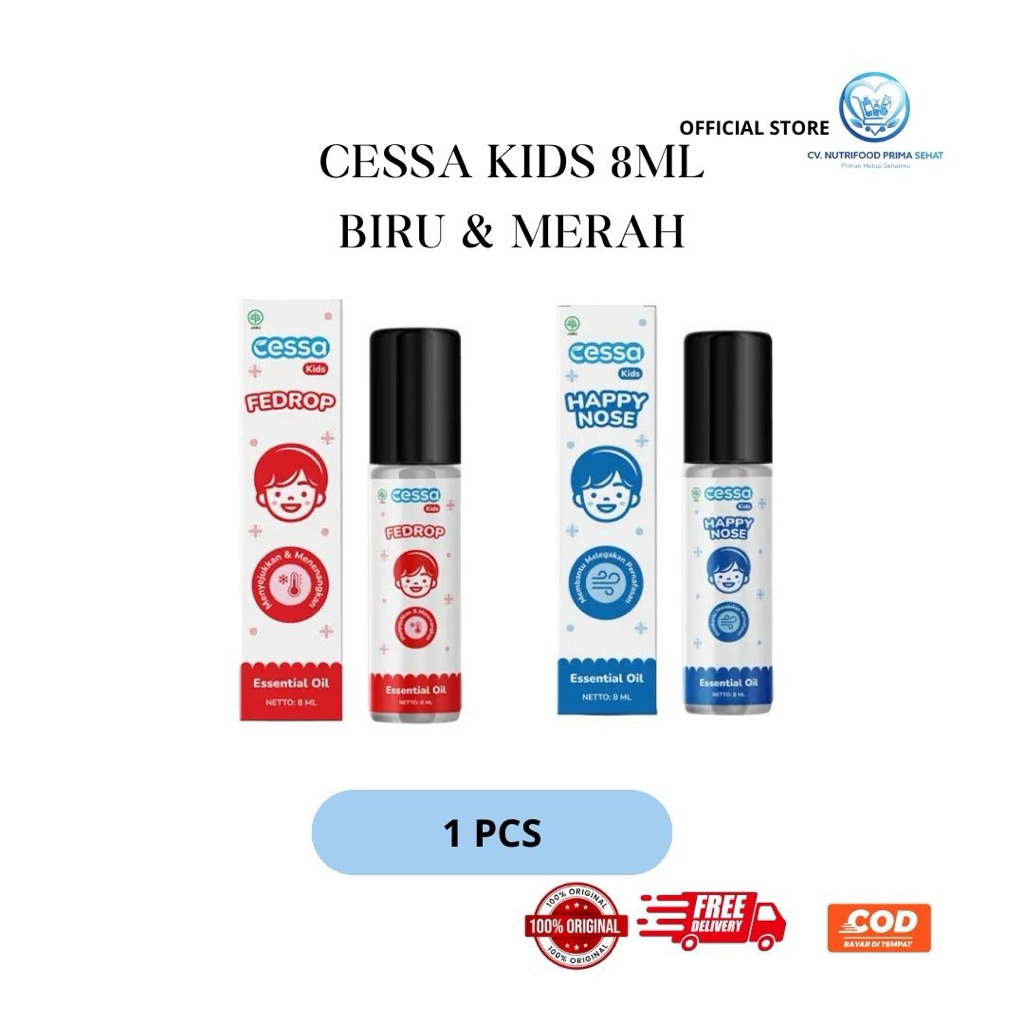Cessa Kids Minyak Telon 8 ml Biru & Merah – Minyak Telon Anak Hangat dan Nyaman untuk Perut Kembung 