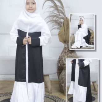 seragaman anak Tk/SD gamis khaliza hitam putih