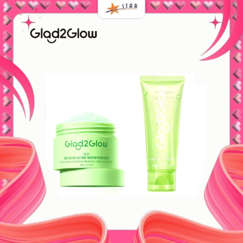 * STAR * GLAD2GLOW BUNDLING 2IN1 (KIWI MOISTURIZER + CENTELLA CLEANSER)