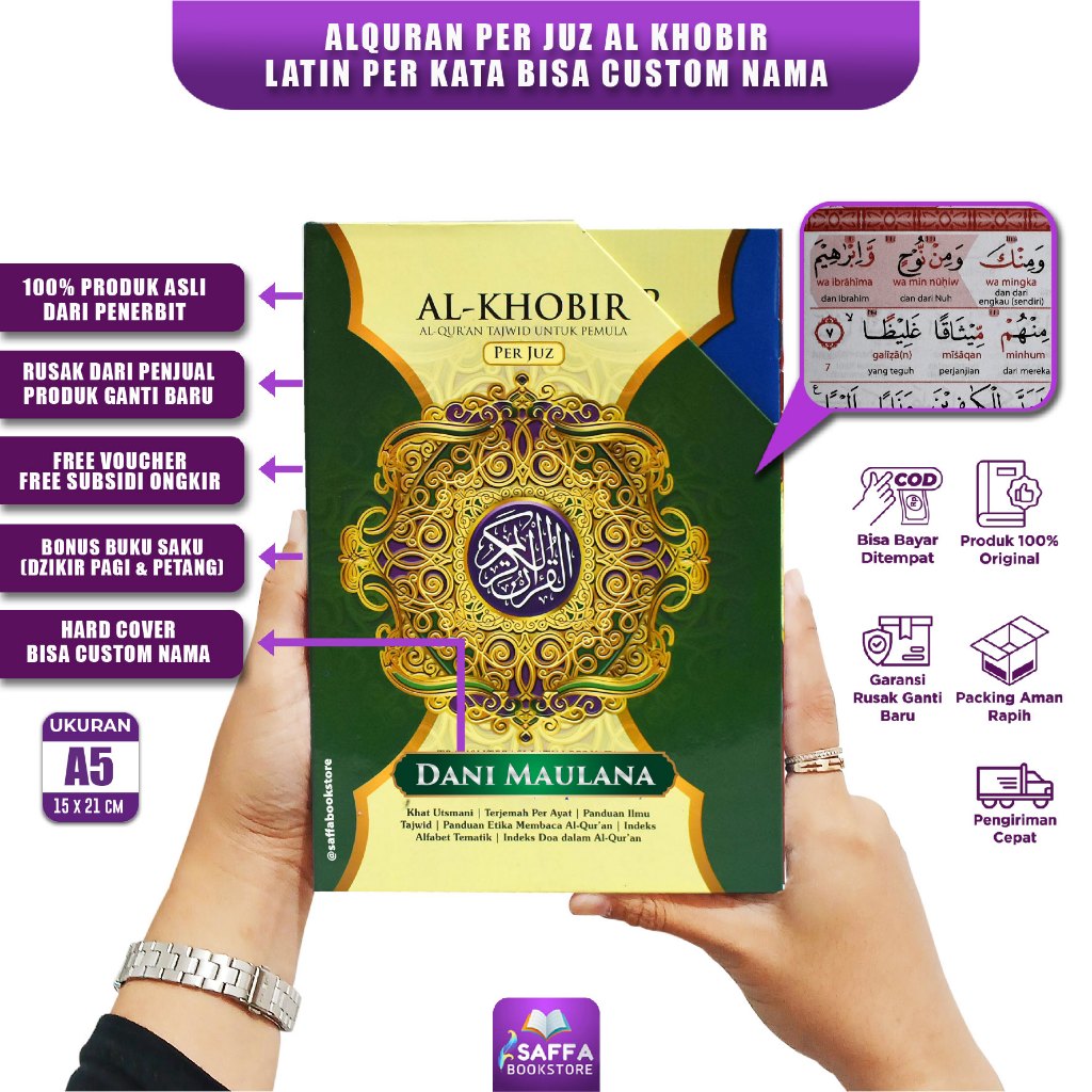 Alquran Per Juz dan Terjemahan Al Khobir A5 Al Quran Al Khobir Terjemah Tajwid Latin Perkata Waqaf I