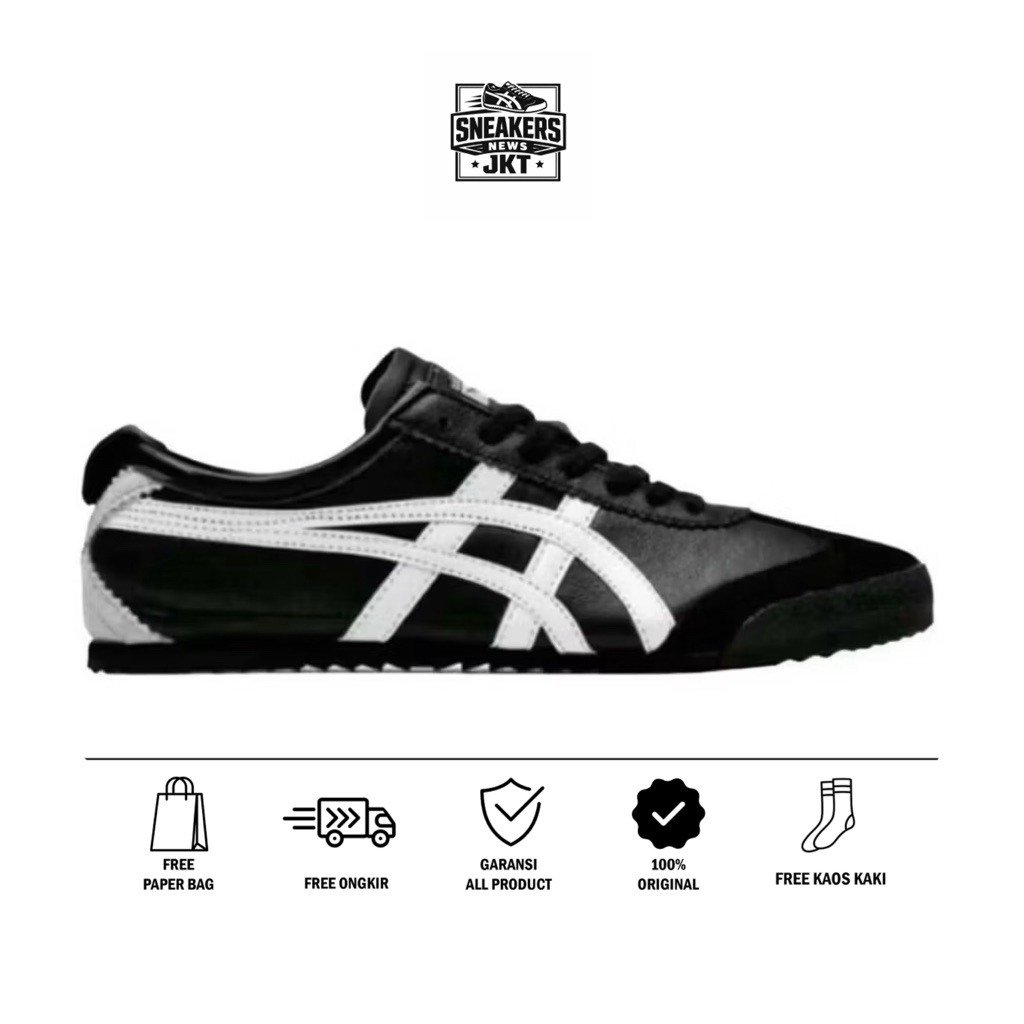 Sepatu Onitsuka Tiger Mexico66 Japan Black White /Pria Wanita /Sneakers Original