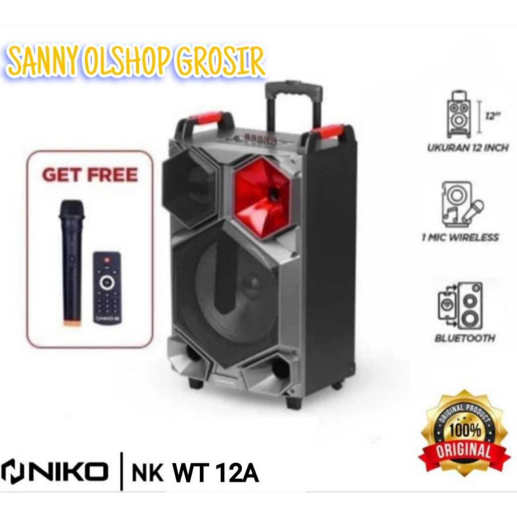 Niko Trolley Speaker WT 12A 12 Inch 150 Watt Free Mic Wireless WT-12A