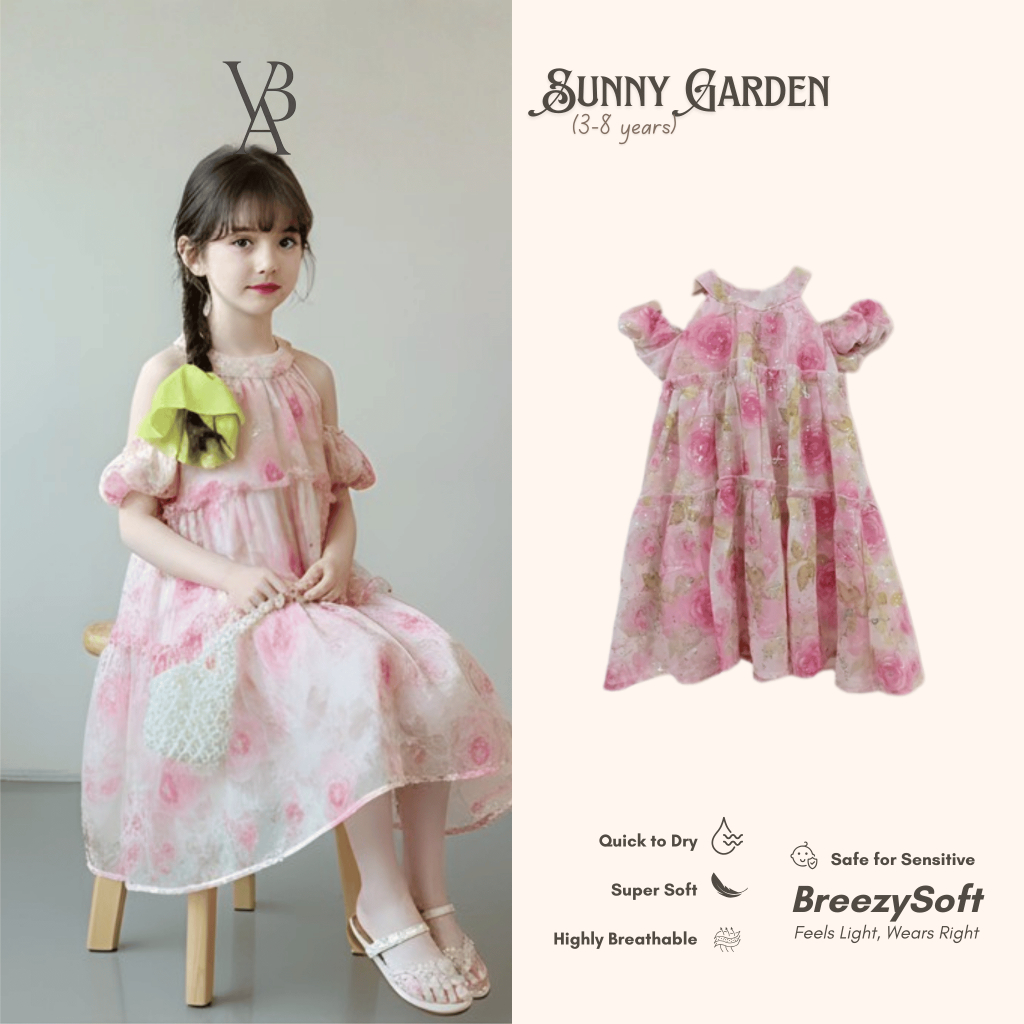 Venta Baby - Sunny Garden Dress Korea Rok Kue Motif Bunga Fashion Anak Perempuan 3-8 Tahun