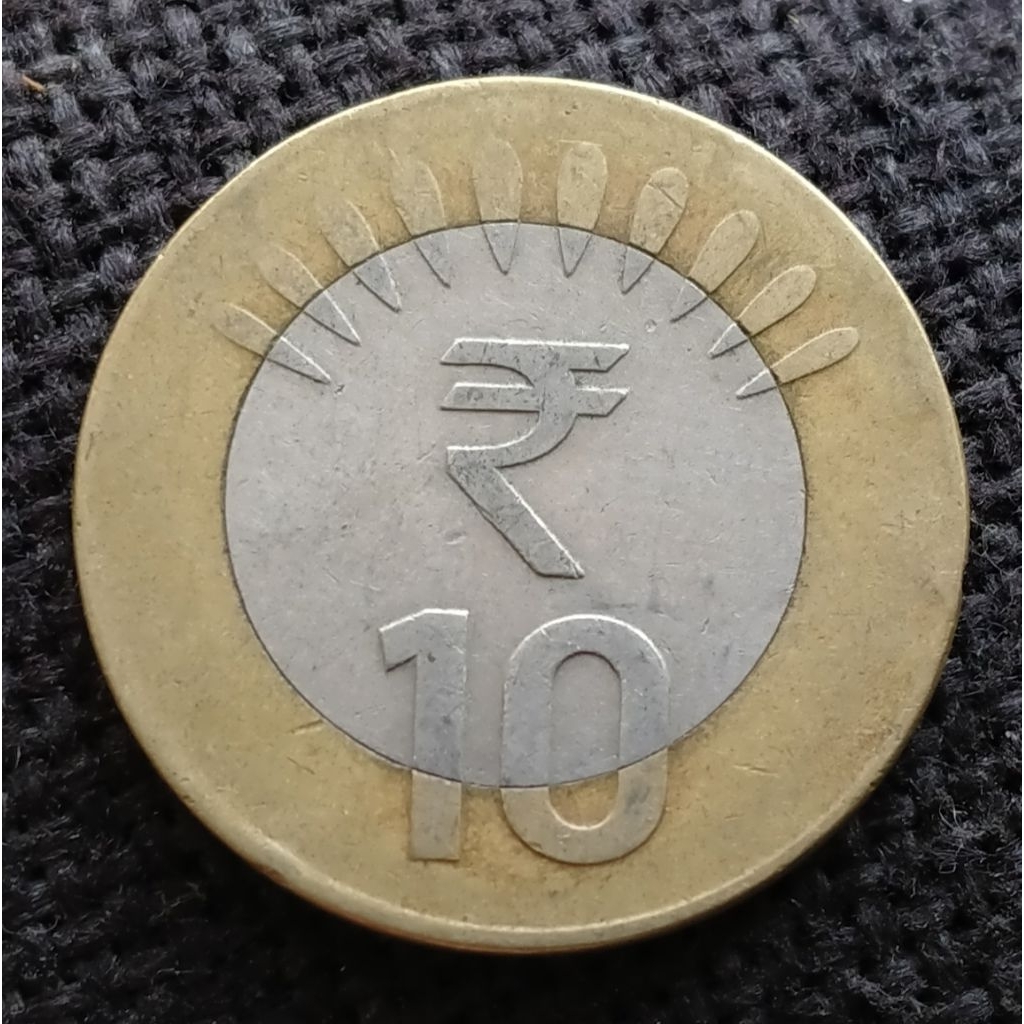 Koin Kuno India Bimetal 10 Rupee tahun acak