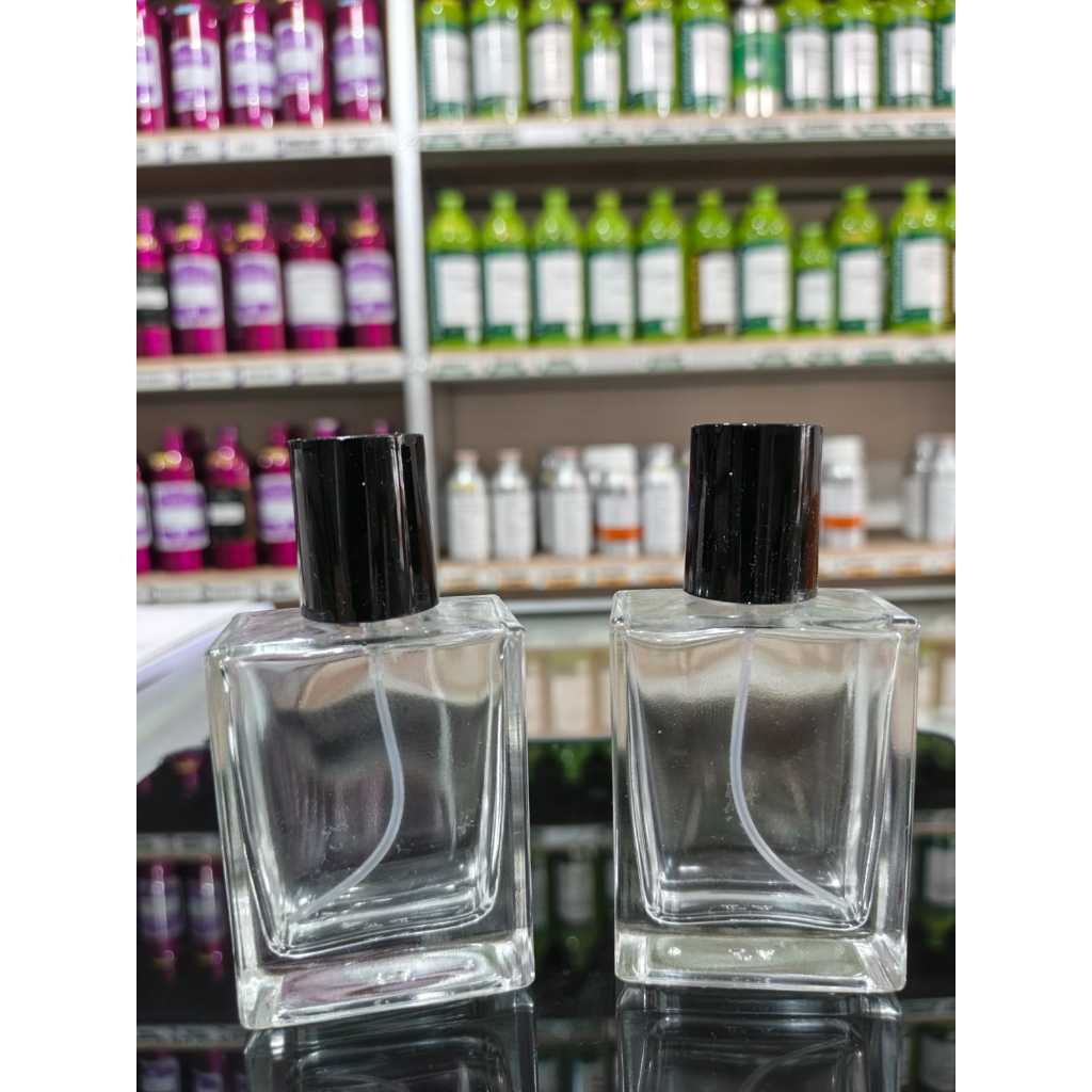 [ Botol ] HERMES PETAK HITAM 50 ML | Botol parfum kosong drat spray putar kaca ( LUSIN )