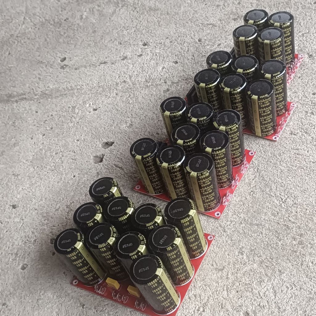 PSU lengkap 4 elco, 6 elco, 8 elco dan 10 elco Nicichon black 100 volt 10.000 uf non aspal PCB merah