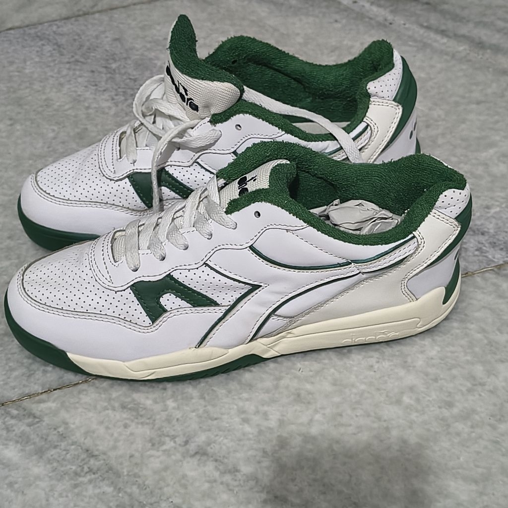 Sepatu Second Diadora Winner SL White/Fogliage Green Size 40 (25cm) – Sneakers Casual Pria Wanita