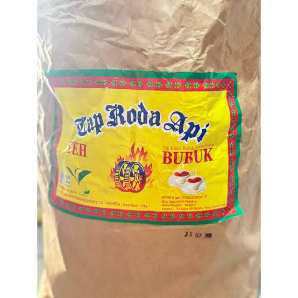 Teh Bubuk Kiloan Cap Roda Api Kemasan 10kg