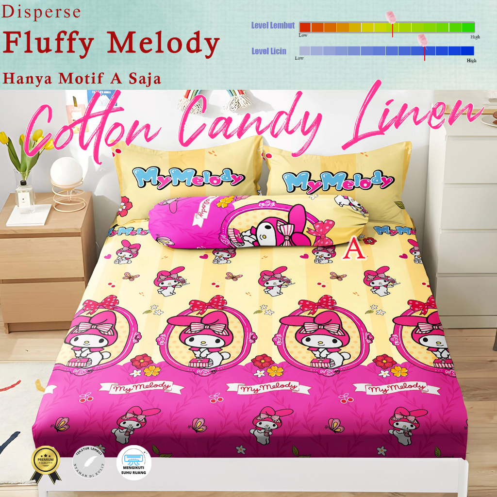 Sprei Set Motif Anak Fluffy Melody Katun Disperse / Bedcover Motif Karakter / Motif Kartun