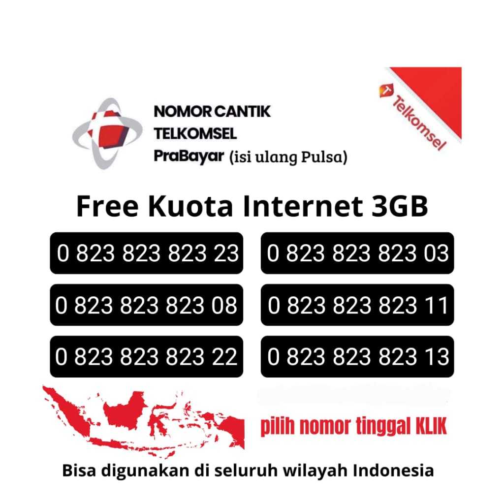 Nomor Cantik Telkomsel — Kartu Fresh Baru Segel Bonus Kuota Data  3GB #K31