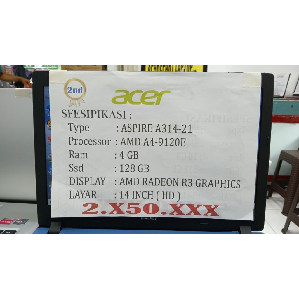 [PROMO RAMADHAN] Acer Aspire 3 A314-21 Amd A4-9120e 1.50GHz 4GB 128GB