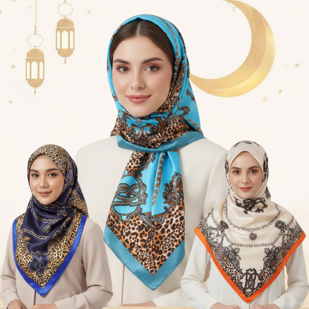 KIAMA - JILBAB 90*90cm SILK SUTRA segi empat Kerudung Premium Turki / Scarf Kerudung Turky Hijab Leb