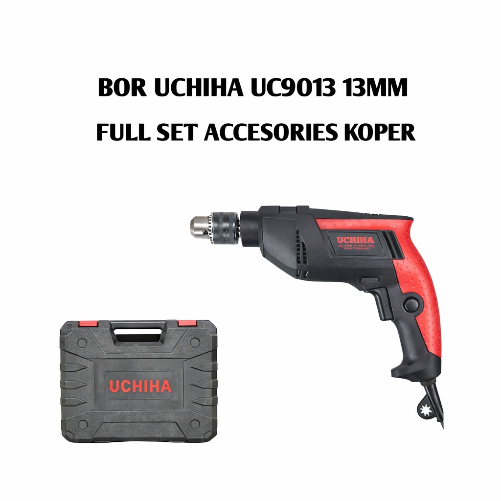 impact drill uchiha 13mm mesin bor beton besi kayu full set koper