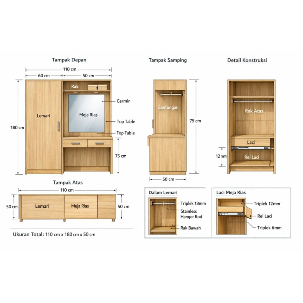 lemari 1 pintu plywood