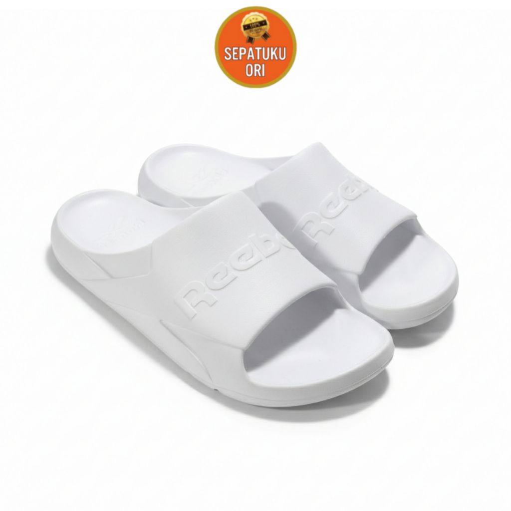 SANDAL UNISEX REEBOK CLEAN SLIDES NEW ORI BNIB ALL WHITE UNISEX