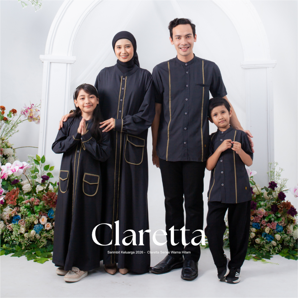 Sarimbit Keluarga Claretta ( Hitam ) / Baju couple keluarga / Sarimbit Keluarga / Baju muslim