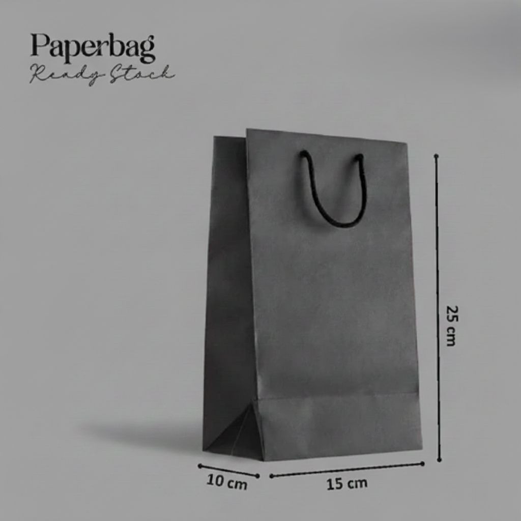 Paper Bag Hitam Polos All Size - Paper Bag Souvenir/ Kado - Packing Olshop [Ecer]