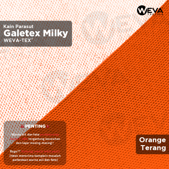 GALETEX MILKY Bahan Kain Taslan Milky Orange Terang 13 Weva Textile Kain Jaket Parasut Waterproof